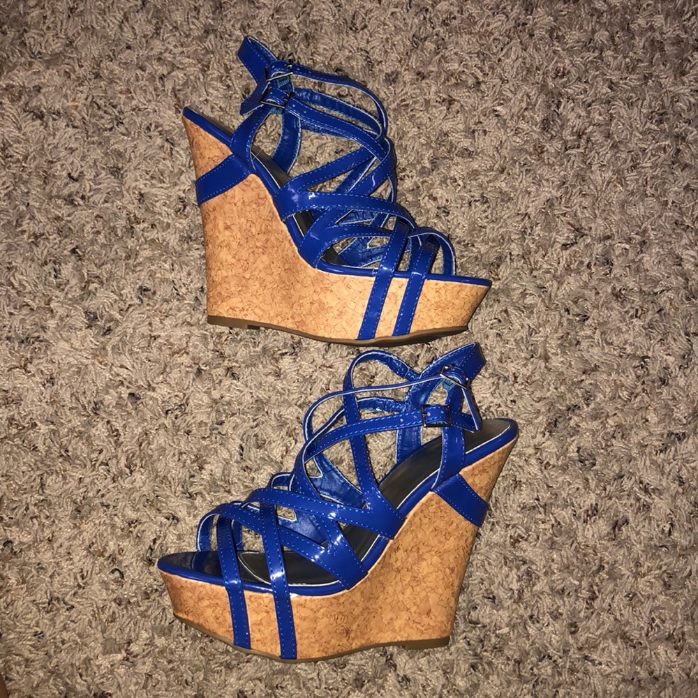 Charlotte Russe Royal Blue Strappy Wedges